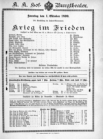 Theaterzettel (Oper und Burgtheater in Wien) 18991001 Seite: 1