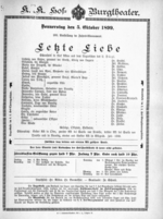 Theaterzettel (Oper und Burgtheater in Wien) 18991005 Seite: 1