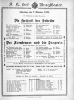 Theaterzettel (Oper und Burgtheater in Wien) 18991007 Seite: 1