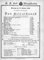 Theaterzettel (Oper und Burgtheater in Wien) 18991010 Seite: 1