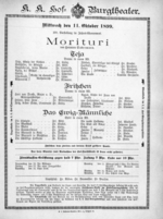 Theaterzettel (Oper und Burgtheater in Wien) 18991011 Seite: 1