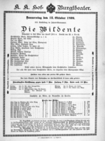 Theaterzettel (Oper und Burgtheater in Wien) 18991012 Seite: 1