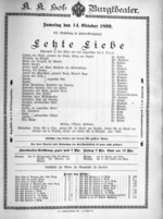 Theaterzettel (Oper und Burgtheater in Wien) 18991014 Seite: 1