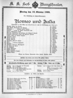 Theaterzettel (Oper und Burgtheater in Wien) 18991016 Seite: 1
