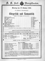 Theaterzettel (Oper und Burgtheater in Wien) 18991017 Seite: 1