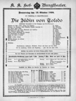Theaterzettel (Oper und Burgtheater in Wien) 18991019 Seite: 1