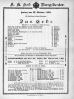 Theaterzettel (Oper und Burgtheater in Wien) 18991027 Seite: 1