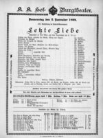 Theaterzettel (Oper und Burgtheater in Wien) 18991102 Seite: 1