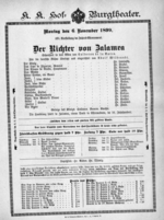 Theaterzettel (Oper und Burgtheater in Wien) 18991106 Seite: 1