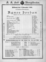 Theaterzettel (Oper und Burgtheater in Wien) 18991108 Seite: 1
