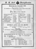 Theaterzettel (Oper und Burgtheater in Wien) 18991109 Seite: 1