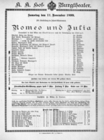 Theaterzettel (Oper und Burgtheater in Wien) 18991111 Seite: 1