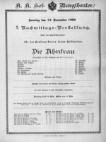 Theaterzettel (Oper und Burgtheater in Wien) 18991112 Seite: 1