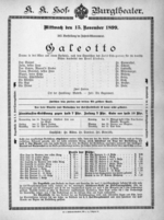 Theaterzettel (Oper und Burgtheater in Wien) 18991115 Seite: 1