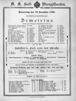 Theaterzettel (Oper und Burgtheater in Wien) 18991116 Seite: 1