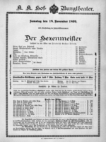 Theaterzettel (Oper und Burgtheater in Wien) 18991118 Seite: 1