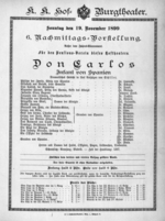 Theaterzettel (Oper und Burgtheater in Wien) 18991119 Seite: 1
