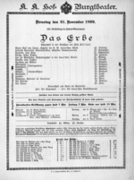 Theaterzettel (Oper und Burgtheater in Wien) 18991121 Seite: 1