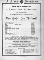 Theaterzettel (Oper und Burgtheater in Wien) 18991126 Seite: 1