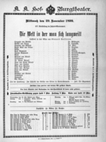 Theaterzettel (Oper und Burgtheater in Wien) 18991129 Seite: 1