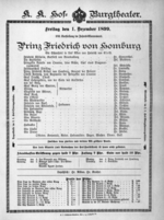 Theaterzettel (Oper und Burgtheater in Wien) 18991201 Seite: 1