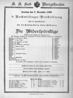 Theaterzettel (Oper und Burgtheater in Wien) 18991203 Seite: 1