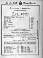 Theaterzettel (Oper und Burgtheater in Wien) 18991214 Seite: 1