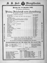 Theaterzettel (Oper und Burgtheater in Wien) 18991218 Seite: 1