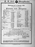Theaterzettel (Oper und Burgtheater in Wien) 18991221 Seite: 1