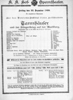 Theaterzettel (Oper und Burgtheater in Wien) 18991222 Seite: 1