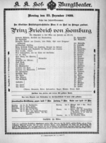 Theaterzettel (Oper und Burgtheater in Wien) 18991225 Seite: 1