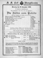 Theaterzettel (Oper und Burgtheater in Wien) 18991226 Seite: 1