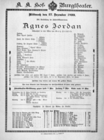 Theaterzettel (Oper und Burgtheater in Wien) 18991227 Seite: 1