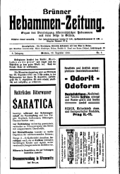Brünner Hebammen-Zeitung 19151220 Seite: 1