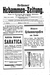 Brünner Hebammen-Zeitung 19180420 Seite: 1
