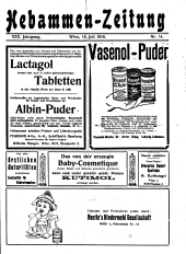 Hebammen-Zeitung 19160715 Seite: 1