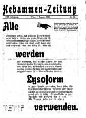 Hebammen-Zeitung 19160801 Seite: 1