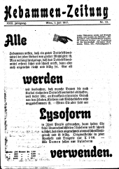 Hebammen-Zeitung 19170701 Seite: 1