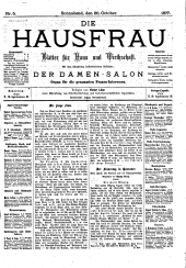 Die Hausfrau: Blätter für Haus und Wirthschaft 18771020 Seite: 1