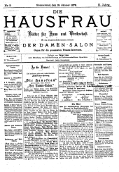 Die Hausfrau: Blätter für Haus und Wirthschaft 18780119 Seite: 1