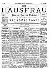 Die Hausfrau: Blätter für Haus und Wirthschaft 18780126 Seite: 1