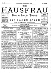 Die Hausfrau: Blätter für Haus und Wirthschaft 18780302 Seite: 1