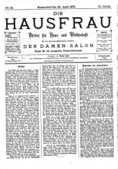 Die Hausfrau: Blätter für Haus und Wirthschaft 18780420 Seite: 1