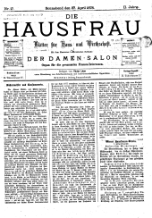 Die Hausfrau: Blätter für Haus und Wirthschaft 18780427 Seite: 1