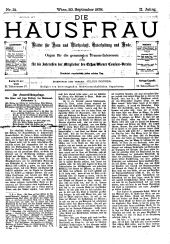 Die Hausfrau: Blätter für Haus und Wirthschaft 18780920 Seite: 1