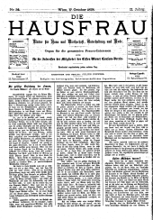 Die Hausfrau: Blätter für Haus und Wirthschaft 18781017 Seite: 1