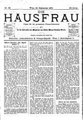 Die Hausfrau: Blätter für Haus und Wirthschaft 18790924 Seite: 1