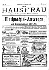 Die Hausfrau: Blätter für Haus und Wirthschaft 18791130 Seite: 1