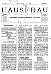 Die Hausfrau: Blätter für Haus und Wirthschaft 18791229 Seite: 1