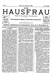 Die Hausfrau: Blätter für Haus und Wirthschaft 18800215 Seite: 1